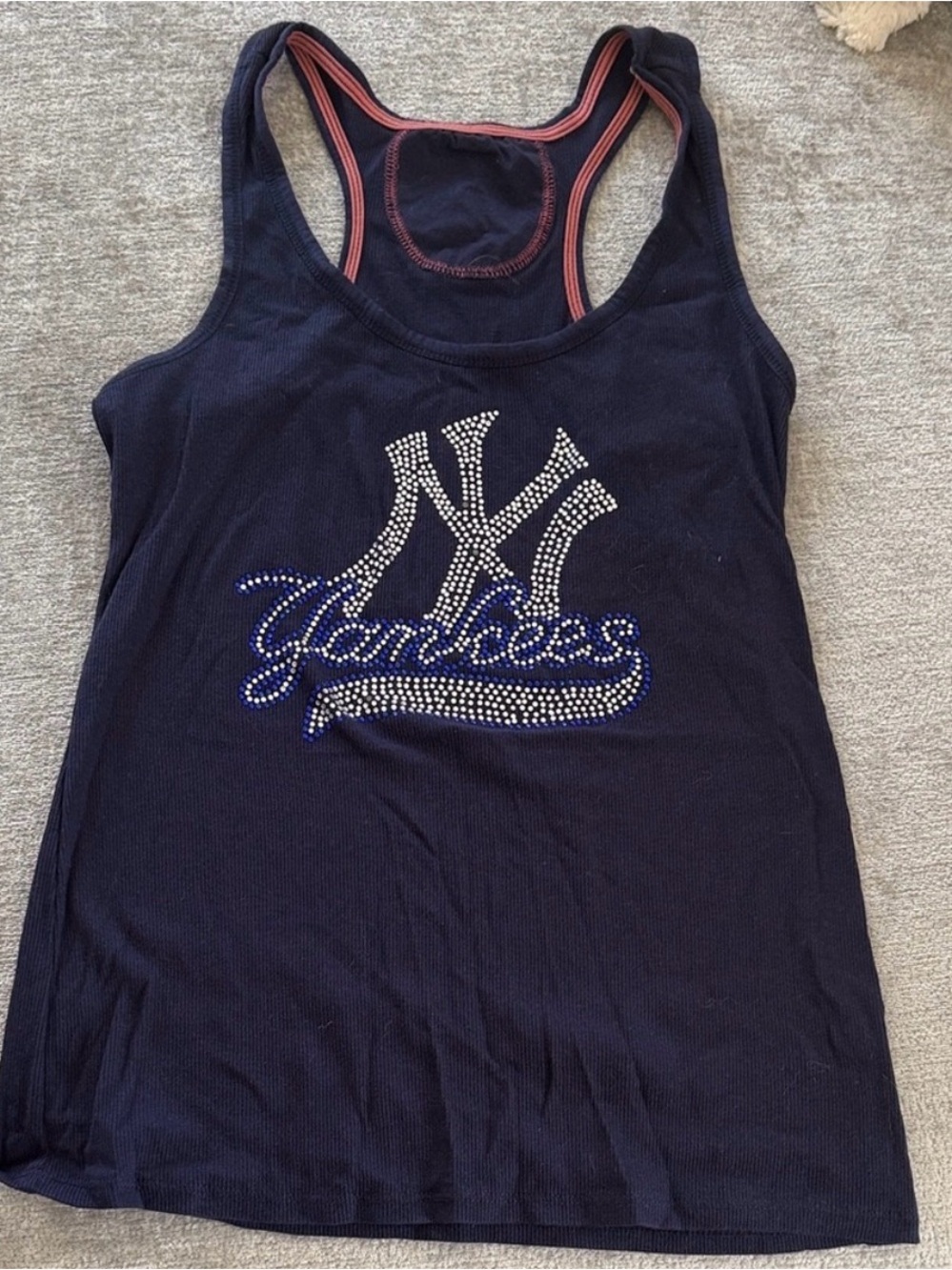 NY Yankees Rhinestone Tank Top 1X Plus Size Bling Crystal Racerback